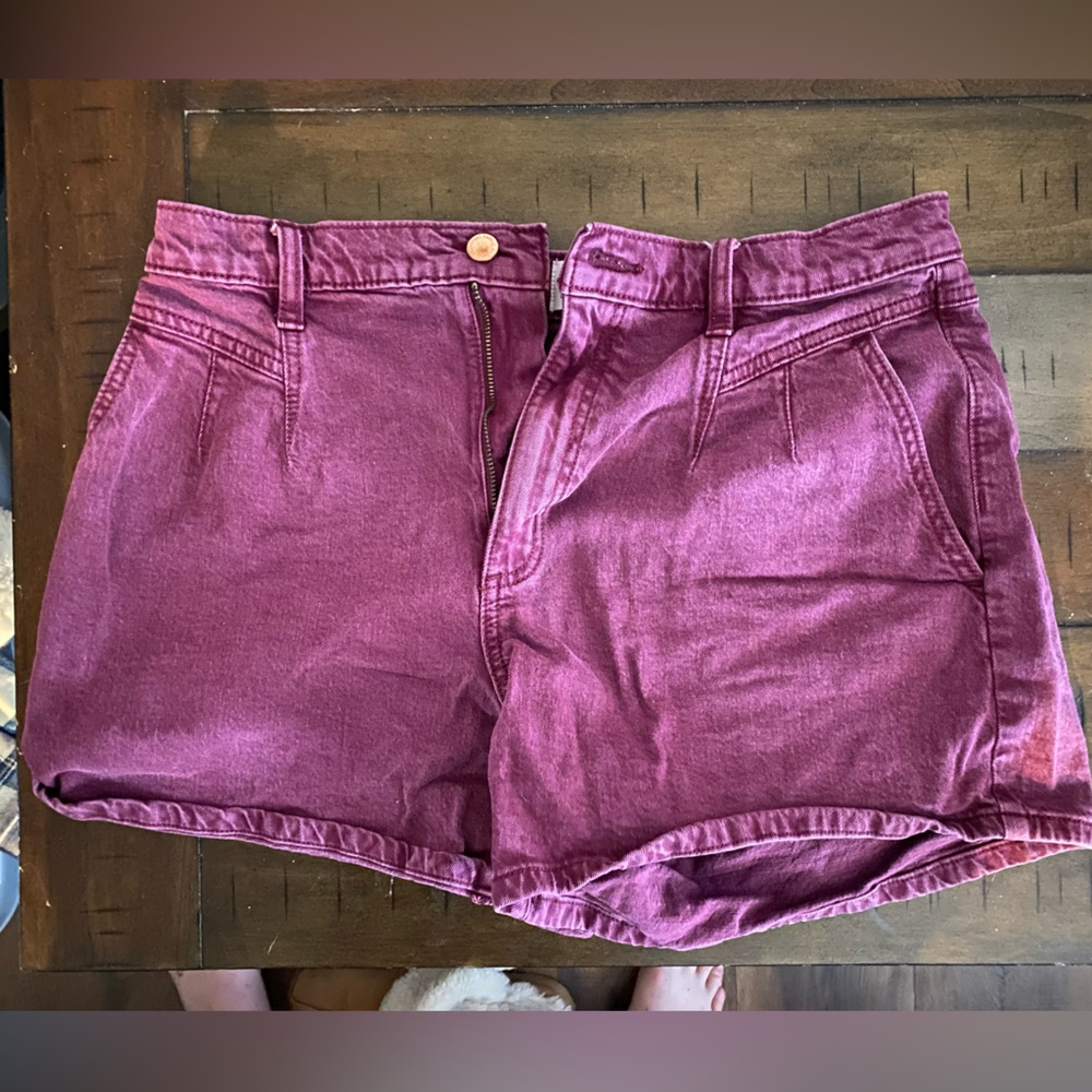 Burgundy High Waist Shorts